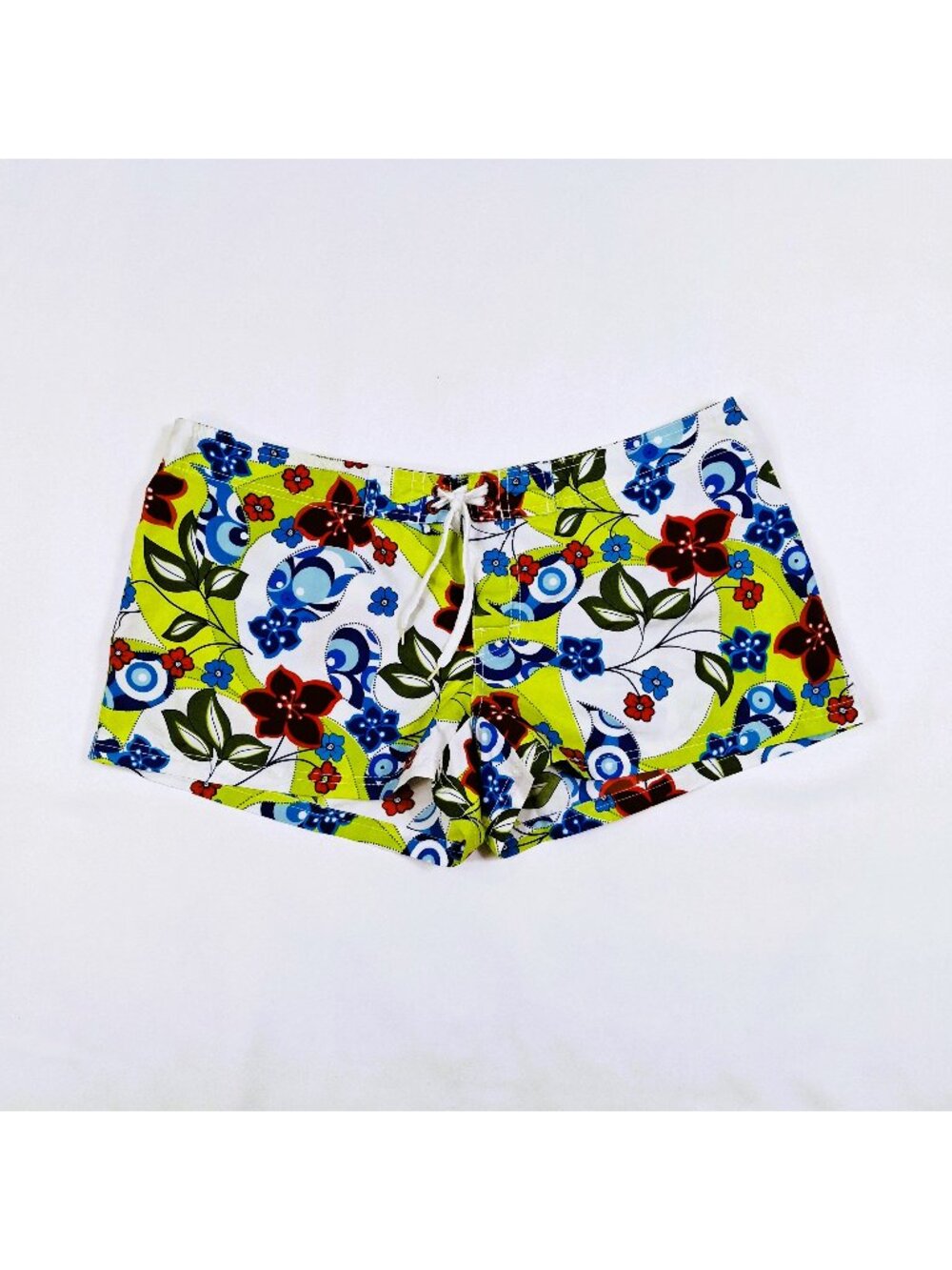 Vibrant Floral Hipster Blue Kiss Womens XL Swim Shorts Performance Board Shorts